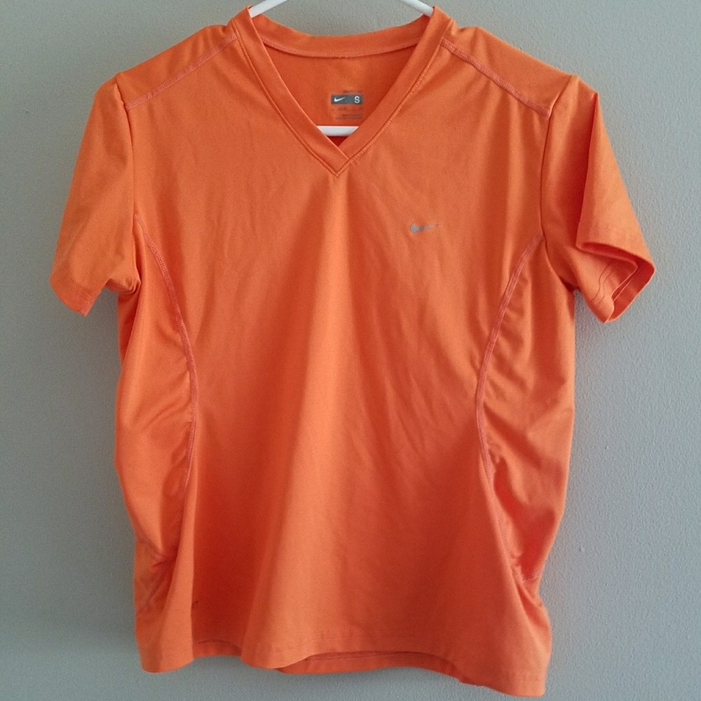 Orange V Neck Nike Athletic Tee